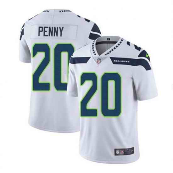 Men Seattle Seahawks 20 Rashaad Penny White Vapor Untouchable Limited Stitched Jersey
